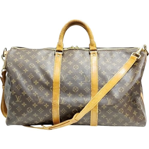 690516BW (S6) Louis Vuitton Travel Bag Keepall Bandouliere 50 Brown Monogram - Picture 1 of 9